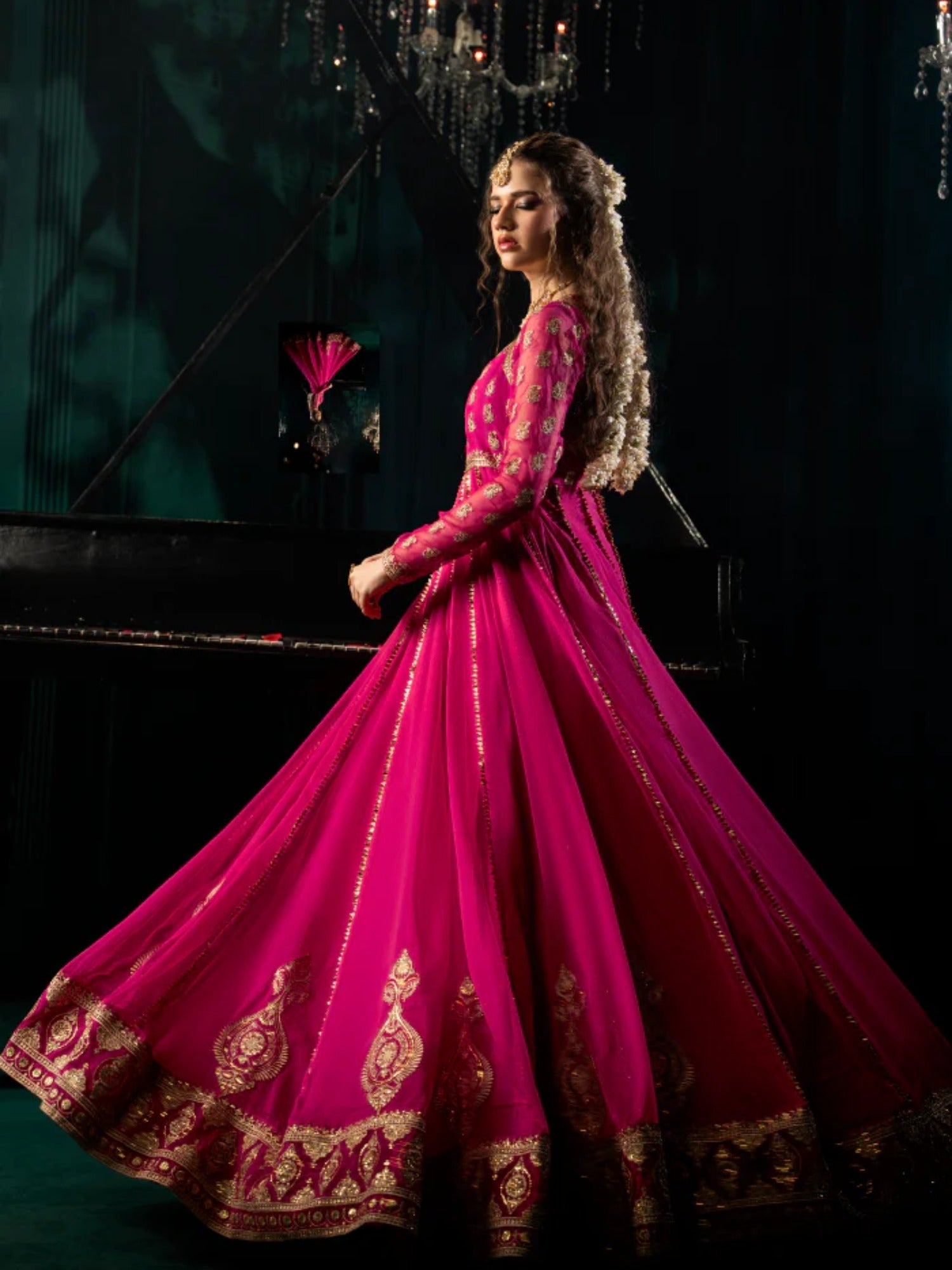 Pink Hani & Umaima Chiffon Embroidered Stitched 2-Piece Suit-Zumra