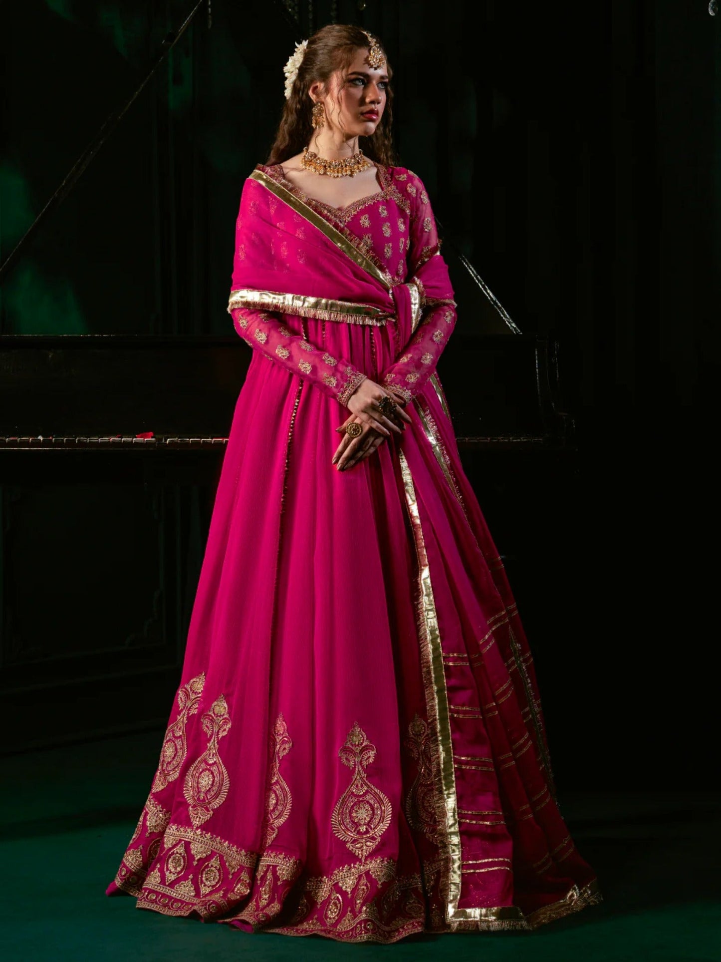 Pink Hani & Umaima Chiffon Embroidered Stitched 2-Piece Suit-Zumra