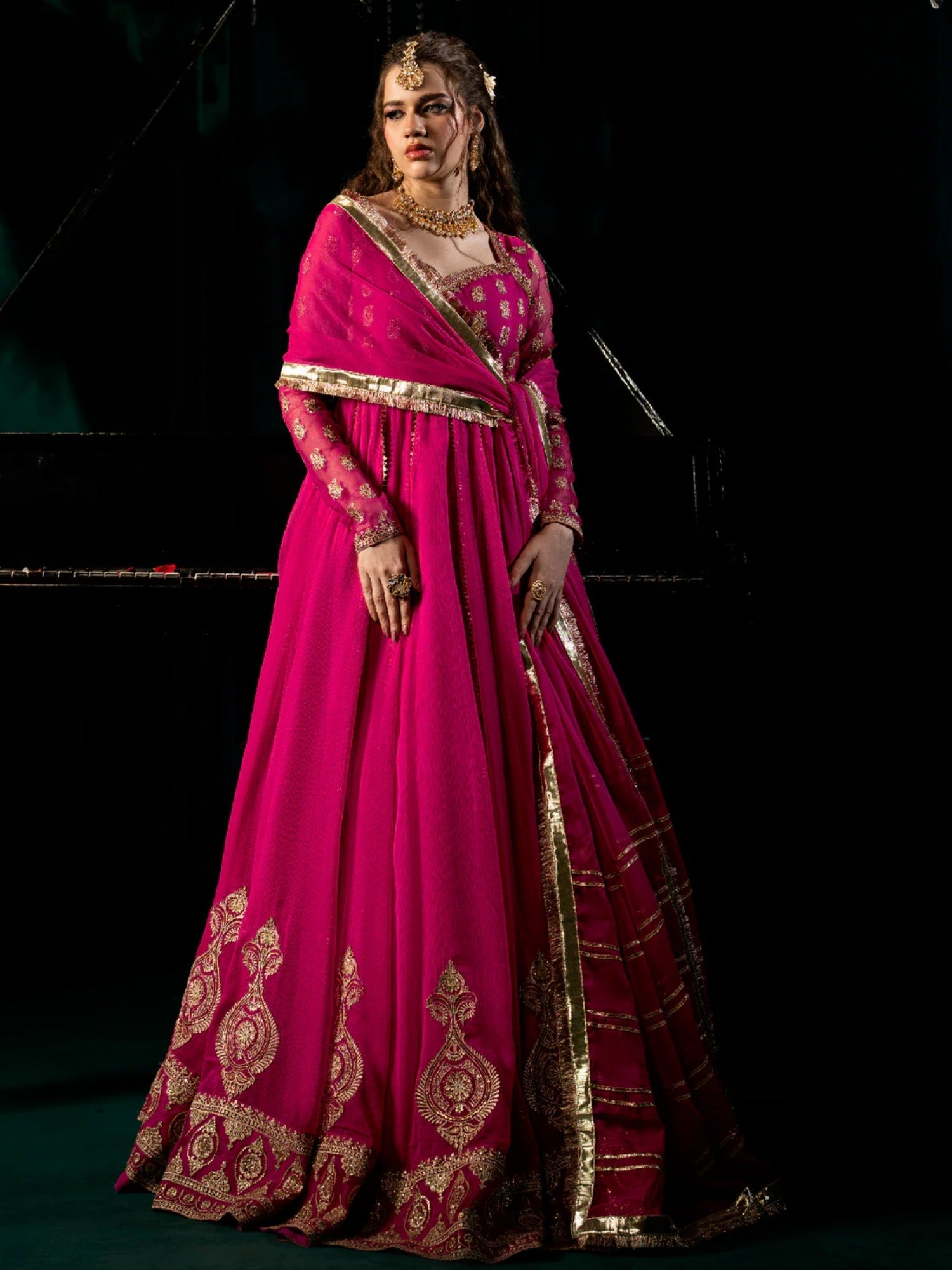 Pink Hani & Umaima Chiffon Embroidered Stitched 2-Piece Suit-Zumra