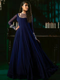 Blue Hani & Umaima Chiffon Embroidered Stitched 2-Piece Suit-Dua
