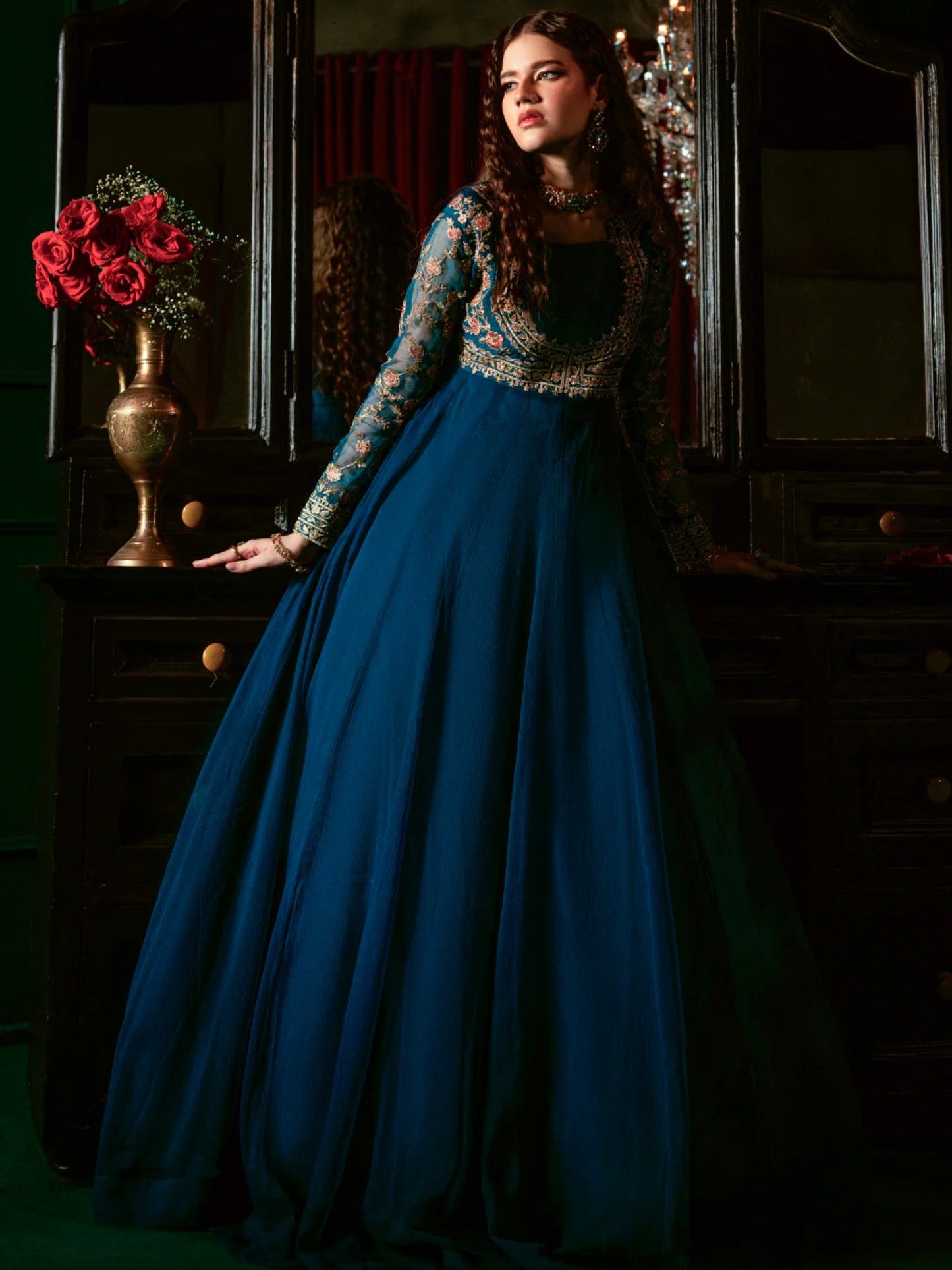 Hani & Umaima Chiffon Embroidered Stitched 2-Piece Suit-Mona
