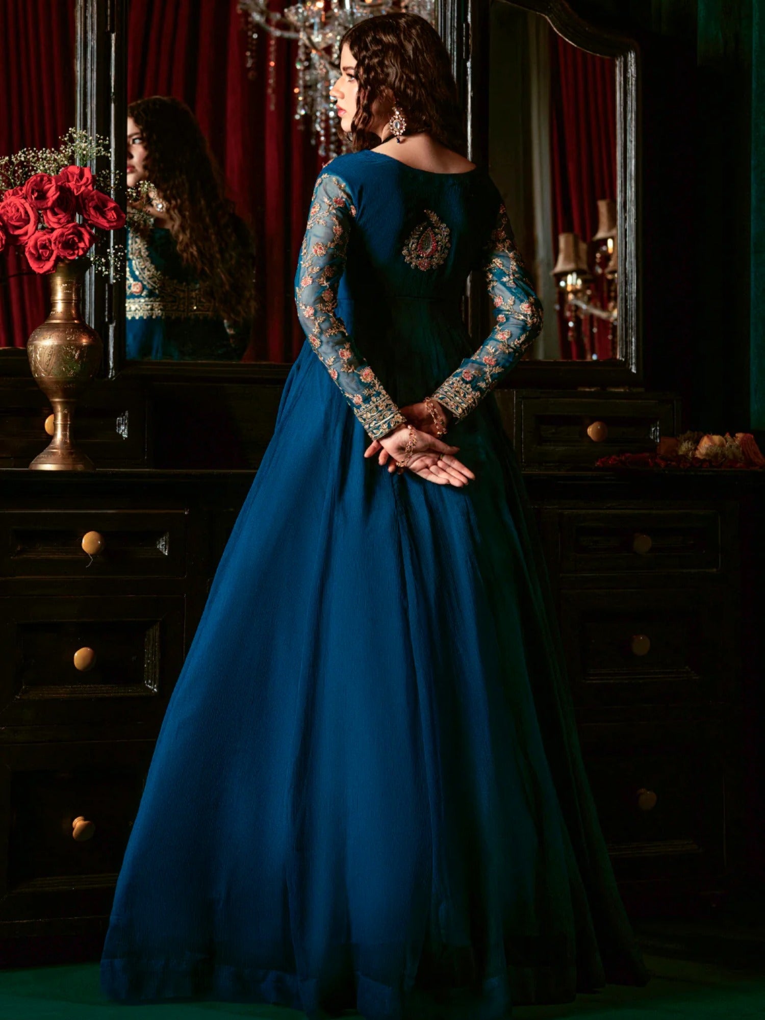 Hani & Umaima Chiffon Embroidered Stitched 2-Piece Suit-Mona