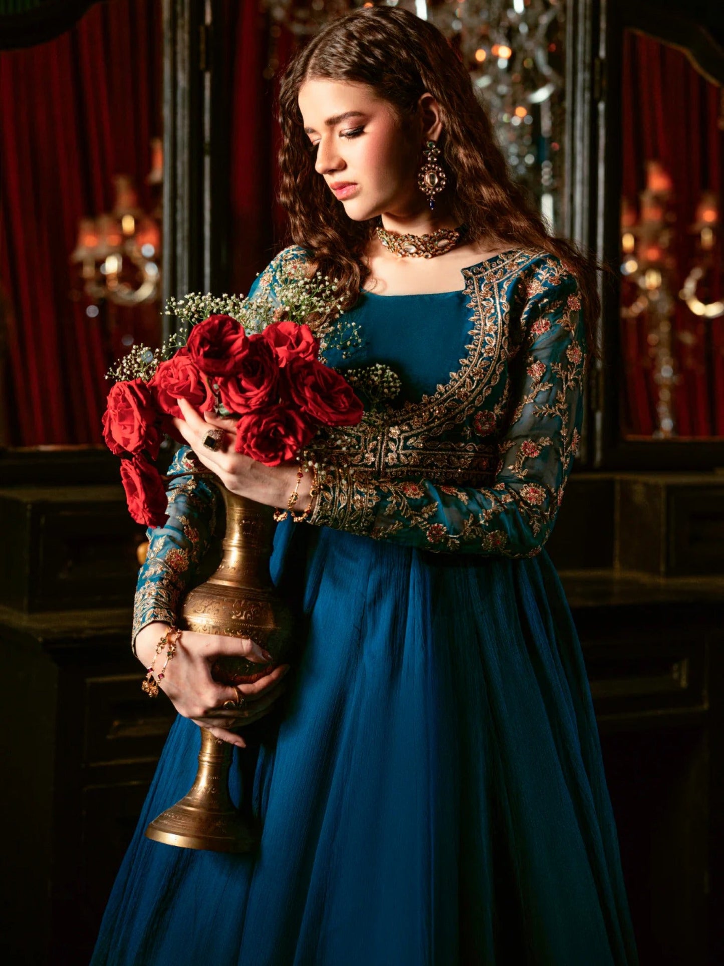 Hani & Umaima Chiffon Embroidered Stitched 2-Piece Suit-Mona