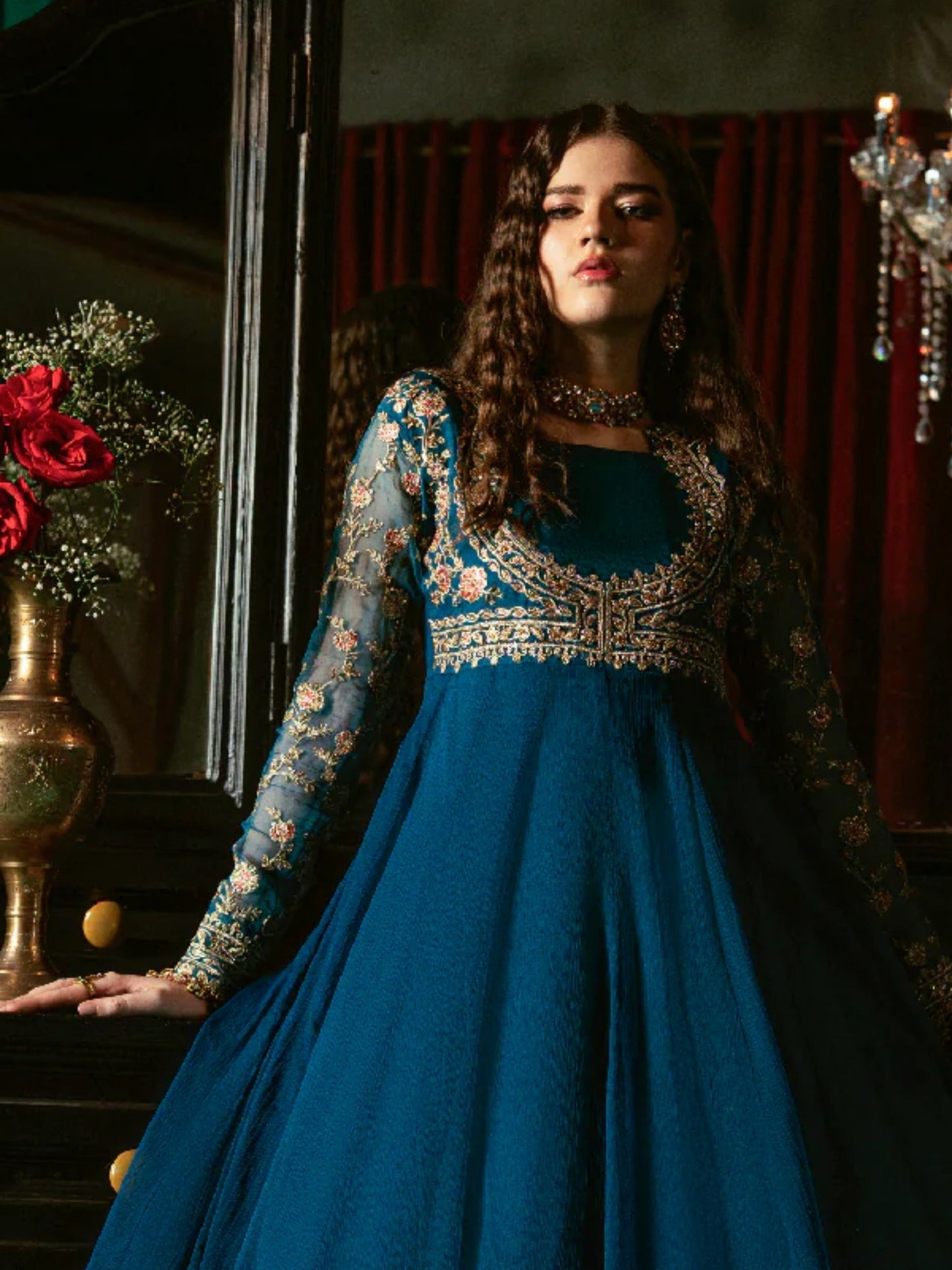 Hani & Umaima Chiffon Embroidered Stitched 2-Piece Suit-Mona
