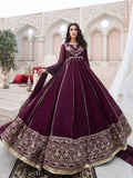 Purple Hani & Umaima Chiffon Embroidered Stitched 2-Piece Suit-Jamni
