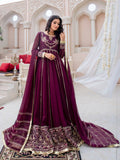 Purple Hani & Umaima Chiffon Embroidered Stitched 2-Piece Suit-Jamni