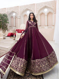 Purple Hani & Umaima Chiffon Embroidered Stitched 2-Piece Suit-Jamni