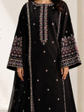 Black-Alina Lime Linen Embroidered Stitched 2-Piece Suit-Black pearl