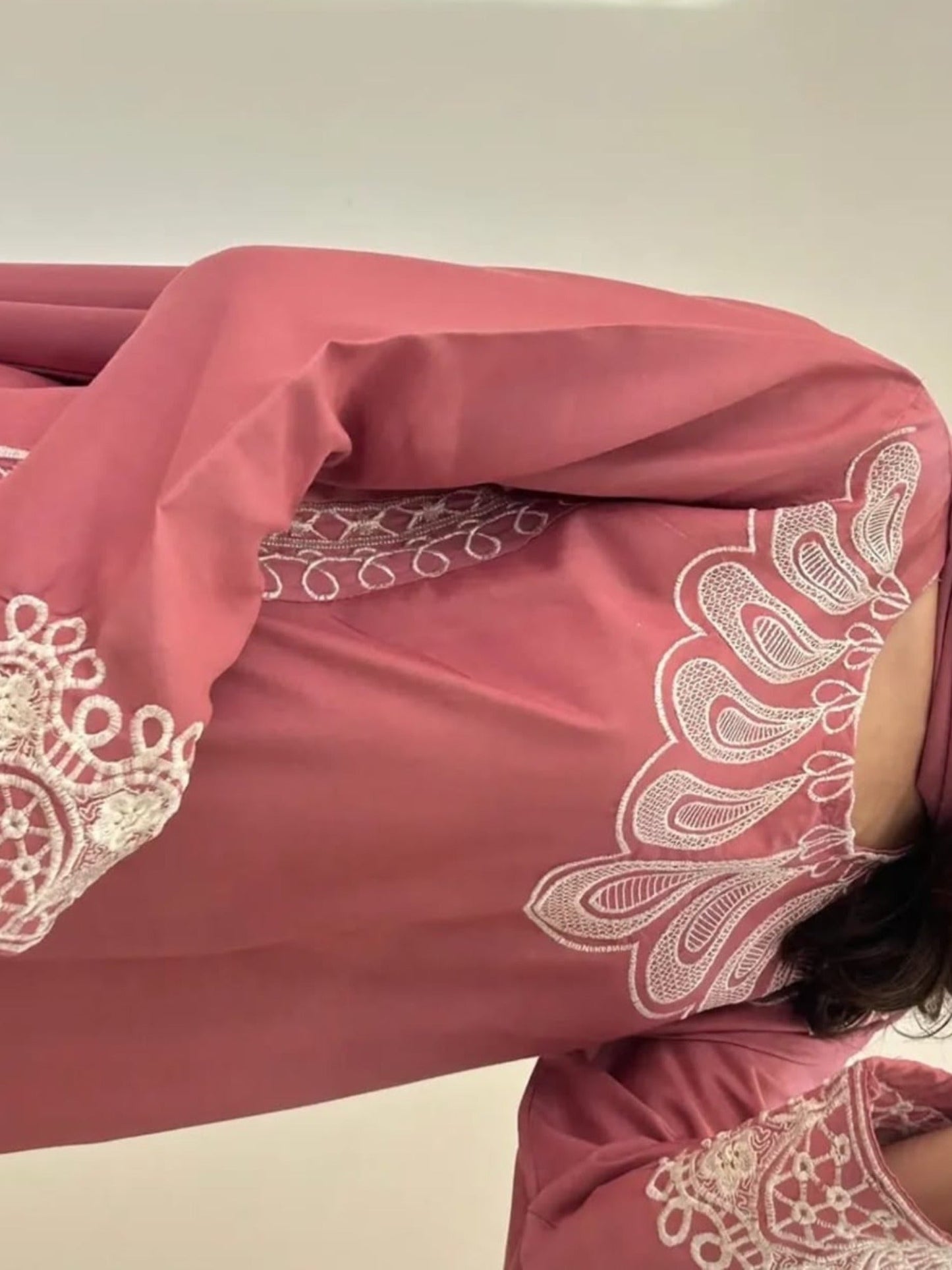 Pink-Alina Lime Summer Linen Embroidered Stitched 2-Piece Suit-Gullab