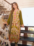 Green-Zeephire Linen Embroidered Stitched 3-Piece Suit-Abeera B
