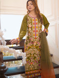 Green-Tawakal Closet linen Embroidered Stitched 3-Piece Suit-Meadow Grace