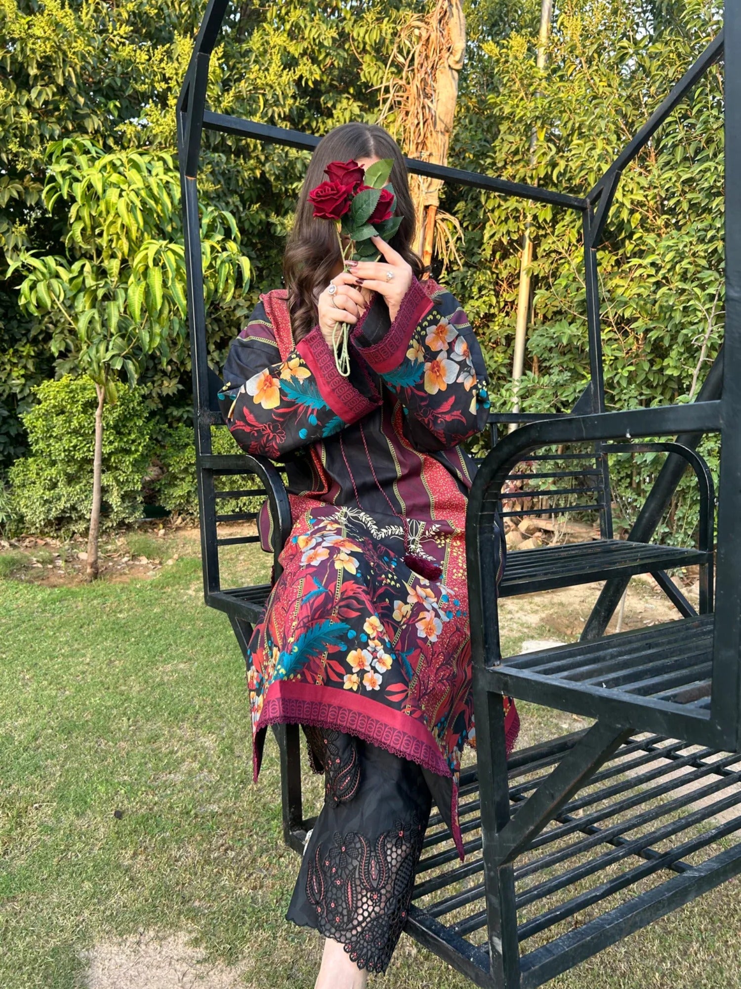 Sehrish Kanwal Lawn Printed Stitched 2-Piece Suit-Black