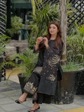 Black-Riwayat Wear Lawn Embroidered Stitched 3-Piece Suit-Black Flower