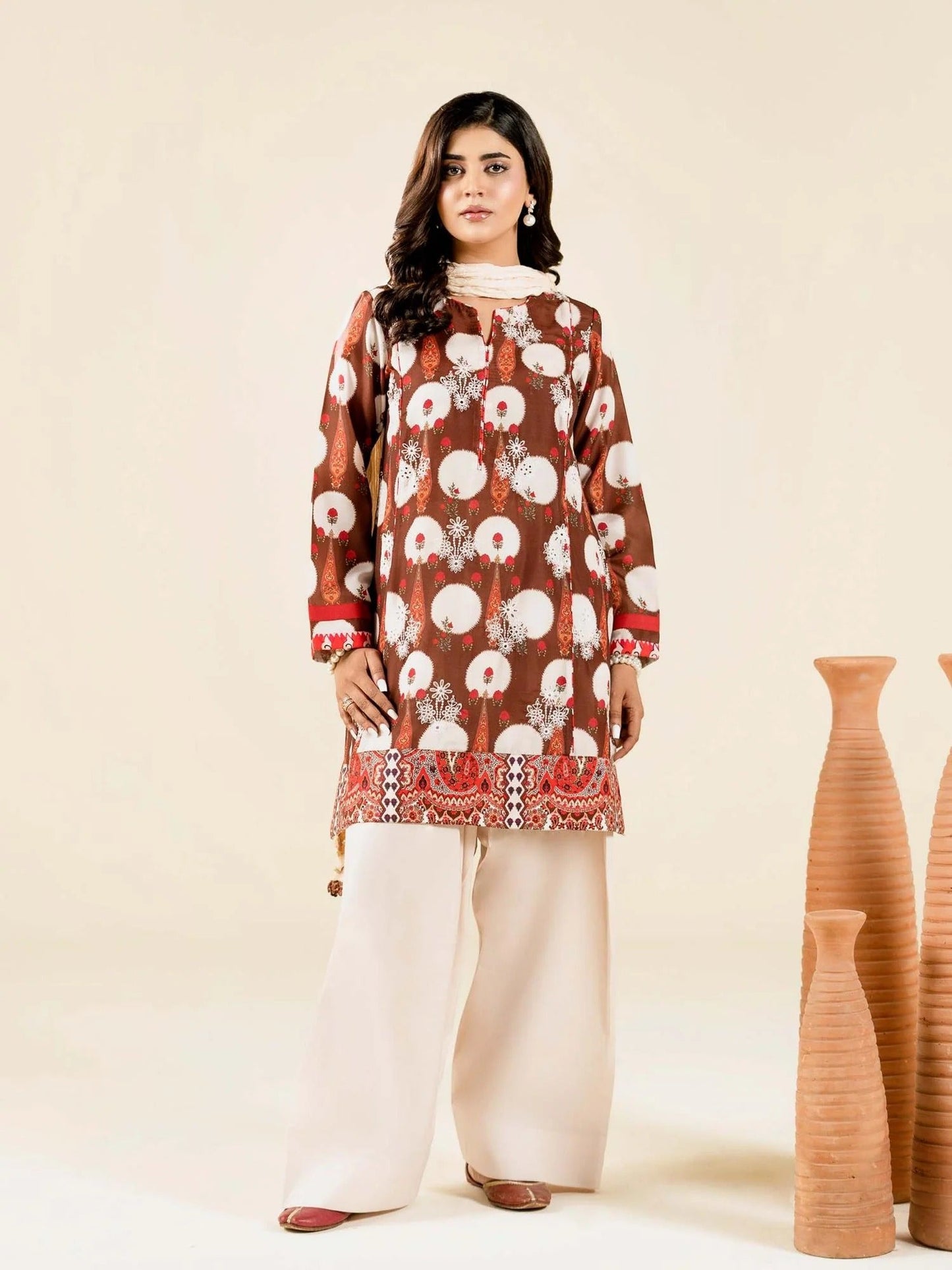 Brown-Rabazka Blended Lawn Chikankari Stitched Shirt-WRTW-PLCK-1PC-S26-04