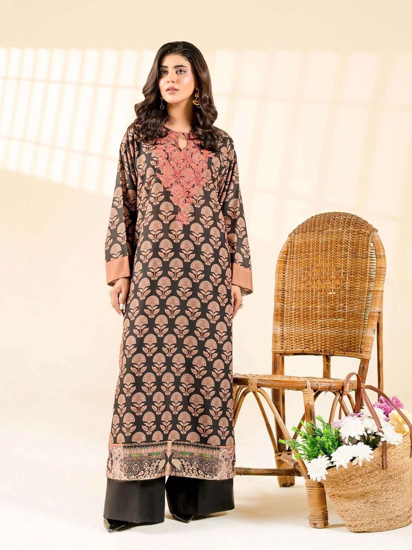 Black- Rabazka Blended Lawn Stitched Shirt-WRTW-PLCK-1PC-S26-08