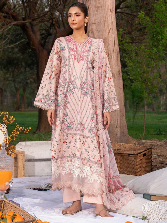 Pink-Chandan Nagri Lawn Embroidered Stitched 3-Piece Suit-Jian Tao