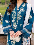 Blue-Chandan Nagri Lawn Embroidered Stitched 3-Piece Suit-Mudan Luxe