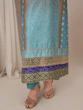 Blue-Chandan Nagri Silk Embroidered Stitched 3-Piece Suit-Selin