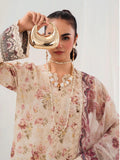 Cream and Pink-Chandan Nagri Lawn Embroidered Stitched 3-Piece Suit-Edena