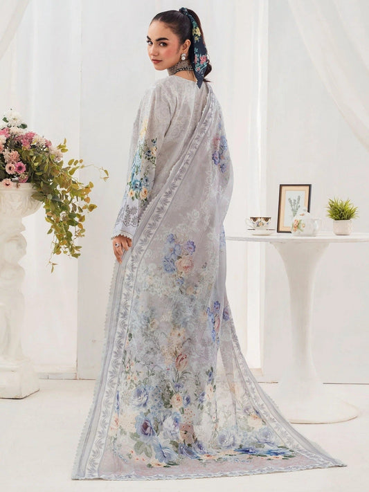Grey-Chandan Nagri Lawn Embroidered Stitched 3-Piece Suit-Elysee