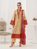 Brown and red-Chandan Nagri Lawn Embroidered Stitched 3-Piece Suit-Perle