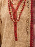 Brown and red-Chandan Nagri Lawn Embroidered Stitched 3-Piece Suit-Perle