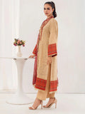 Brown and red-Chandan Nagri Lawn Embroidered Stitched 3-Piece Suit-Perle
