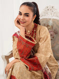 Brown and red-Chandan Nagri Lawn Embroidered Stitched 3-Piece Suit-Perle