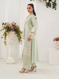 Mint green-Chandan Nagri Lawn Embroidered Stitched 3-Piece Suit-Evolet