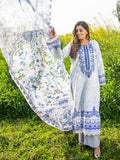 Blue-Chandan Nagri Cotton Lawn Embroidered Stitched 3-Piece Suit-Julet