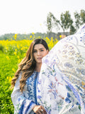 Blue-Chandan Nagri Cotton Lawn Embroidered Stitched 3-Piece Suit-Julet