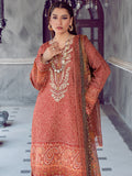 Orange and Cream-Chandan Nagri Lawn Embroidered Stitched 3-Piece Suit-Rose