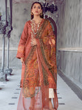 Orange and Cream-Chandan Nagri Lawn Embroidered Stitched 3-Piece Suit-Rose