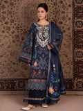 Blue-Chandan Nagri Khaddar Embroidered Stitched 3-Piece Suit-Parsa