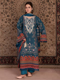 Blue-Chandan Nagri Khaddar Embroidered Stitched 3-Piece Suit-Denali