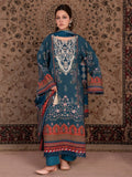 Blue-Chandan Nagri Khaddar Embroidered Stitched 3-Piece Suit-Denali