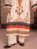 Orange and cream-Chandan Nagri Khaddar Embroidered Stitched 3-Piece Suit-Naren