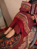 Maroon-Chandan Nagri Khaddar Embroidered Stitched 3-Piece Suit-Zariya