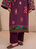 Burgandy-Chandan Nagri Khaddar Embroidered Stitched 3-Piece Suit-Noorza
