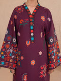 Burgandy-Chandan Nagri Khaddar Embroidered Stitched 3-Piece Suit-Noorza