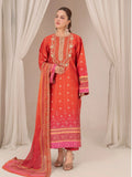 Orange-Chandan Nagri Silk Embroidered Stitched 3-Piece Suit-Derya