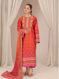 Orange-Chandan Nagri Silk Embroidered Stitched 3-Piece Suit-Derya