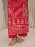 Red-Chandan Nagri Silk Embroidered Stitched 3-Piece Suit-Esra