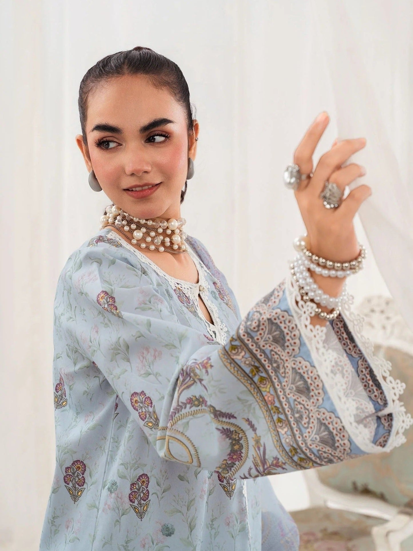 Blue- Chandan Nagri Lawn Embroidered Stitched 3-Piece Suit-Brisa