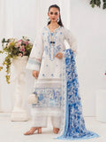 Blue and white-Chandan Nagri Lawn Embroidered Stitched 3-Piece Suit-Auree