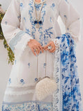 Blue and white-Chandan Nagri Lawn Embroidered Stitched 3-Piece Suit-Auree