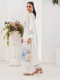 Blue and white-Chandan Nagri Lawn Embroidered Stitched 3-Piece Suit-Auree