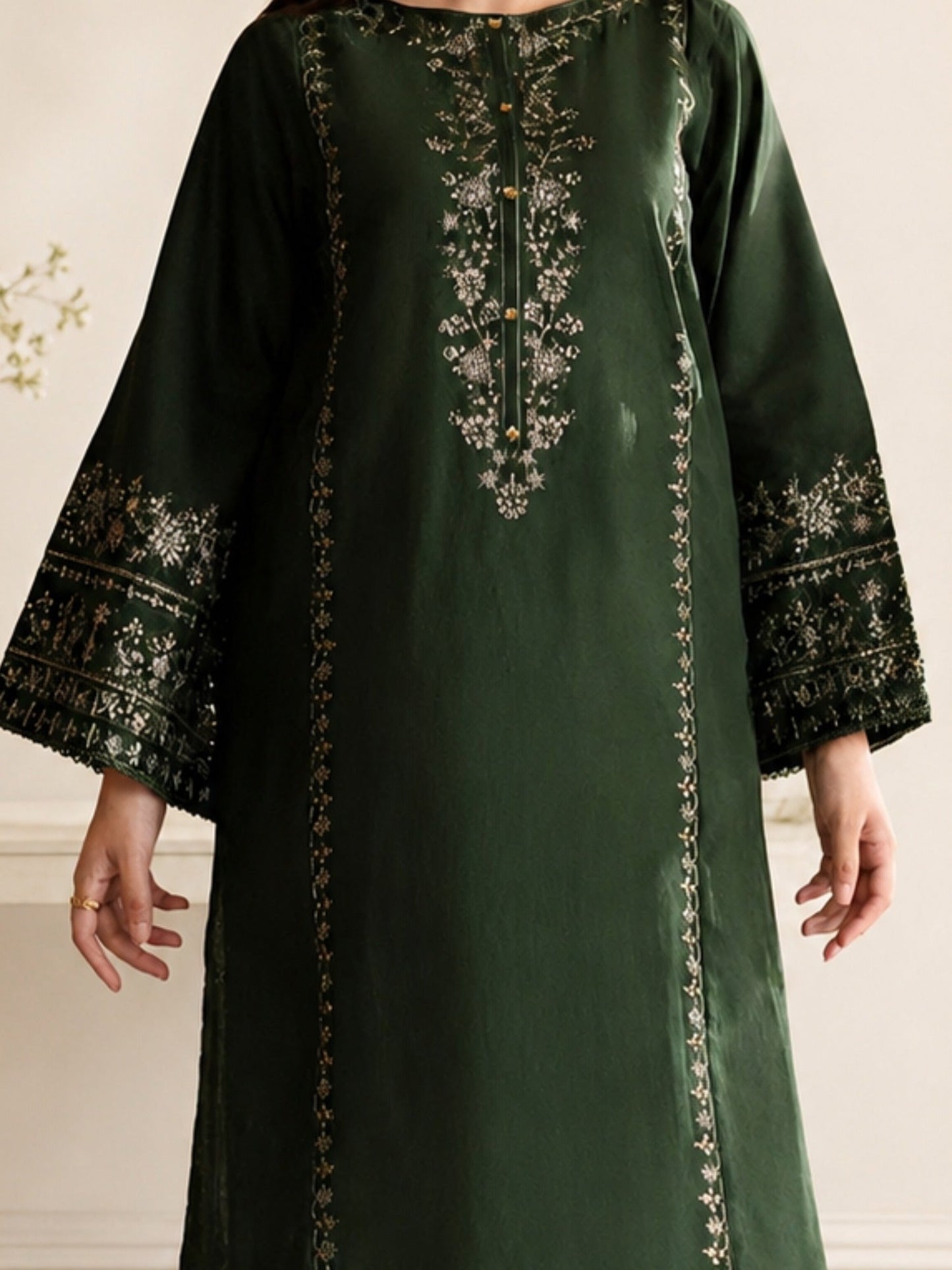 Green Alina Lime Lawn Embroidered Stitched 3-Piece Suit-Grace
