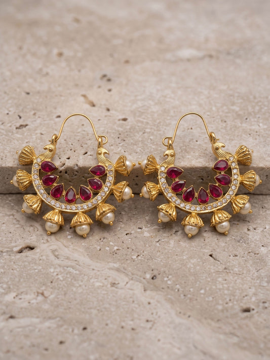 Red , white and gold-Orya Jewellery Earrings-Ruby Red E70