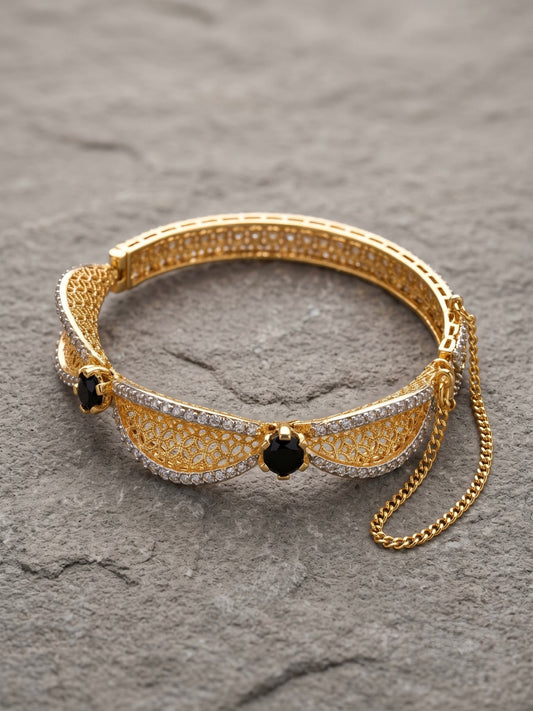 Golden silver and black-Orya Jewellery Bangle-Black B17